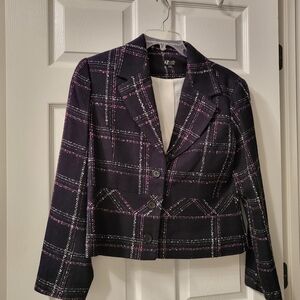 NWT: Pink, black and white tweed suit
